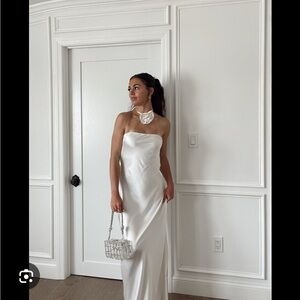 WeWoreWhat Strapless Satin White Dress
